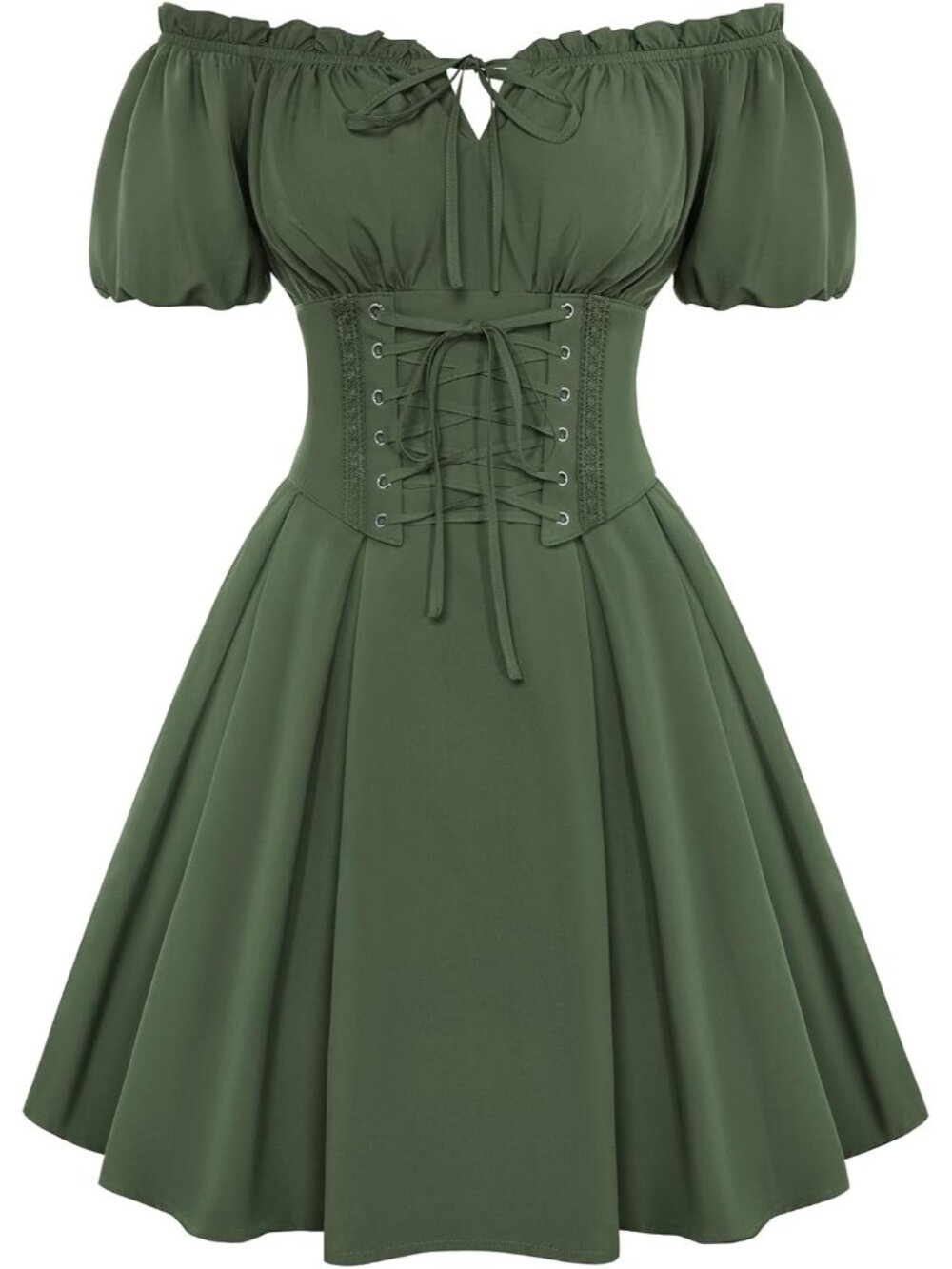 Women's Green Renaissance Costume Corset Dress Mini Off Shoulder Fairy Dresses